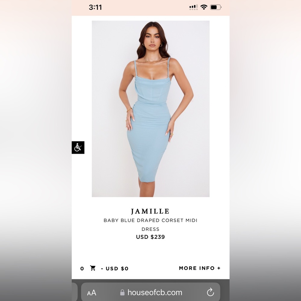 house of cb baby blue draped corset midi dress